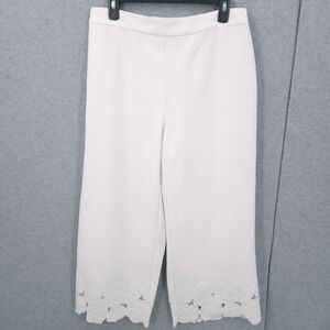 Karl Lagerfeld Paris Floral Hem Pull On White Dress Pants Womens Size 10 NWT